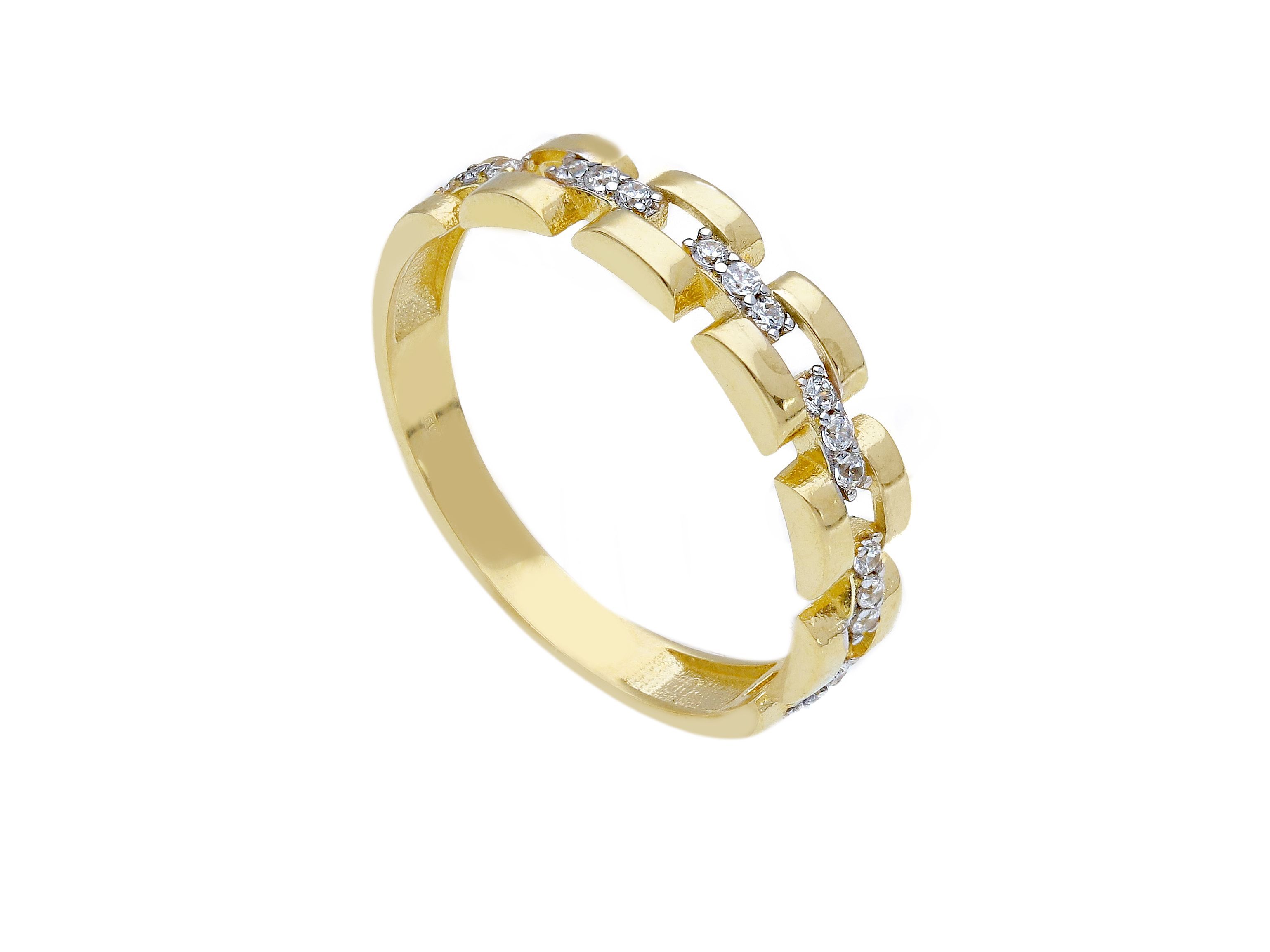 White gold and gold k9 ring with white zirkons (S258773)